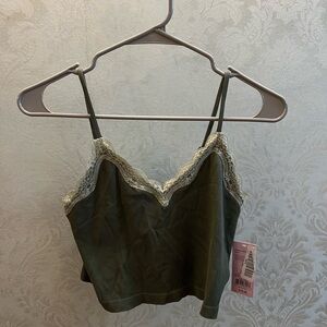NWT Green Lace Trim Cami Top
